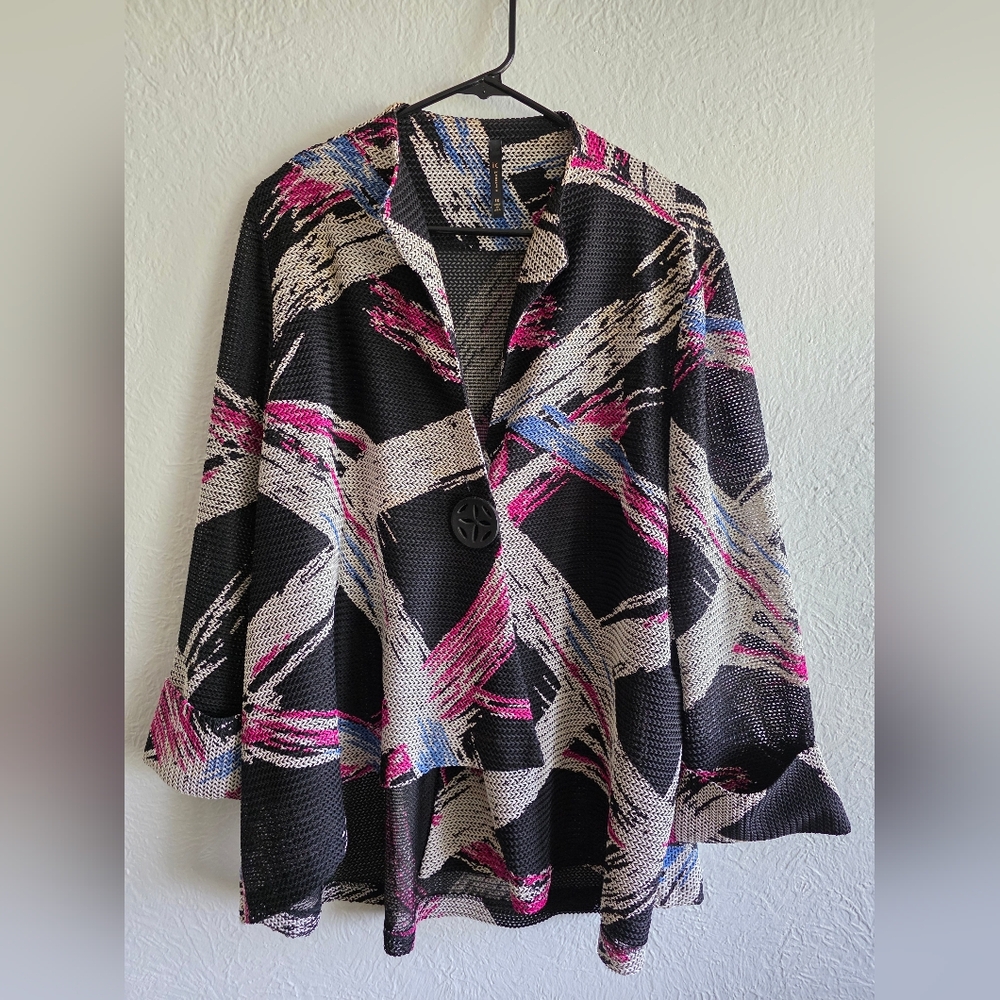 Connie Women's Black, Pink, and Blue Blazer